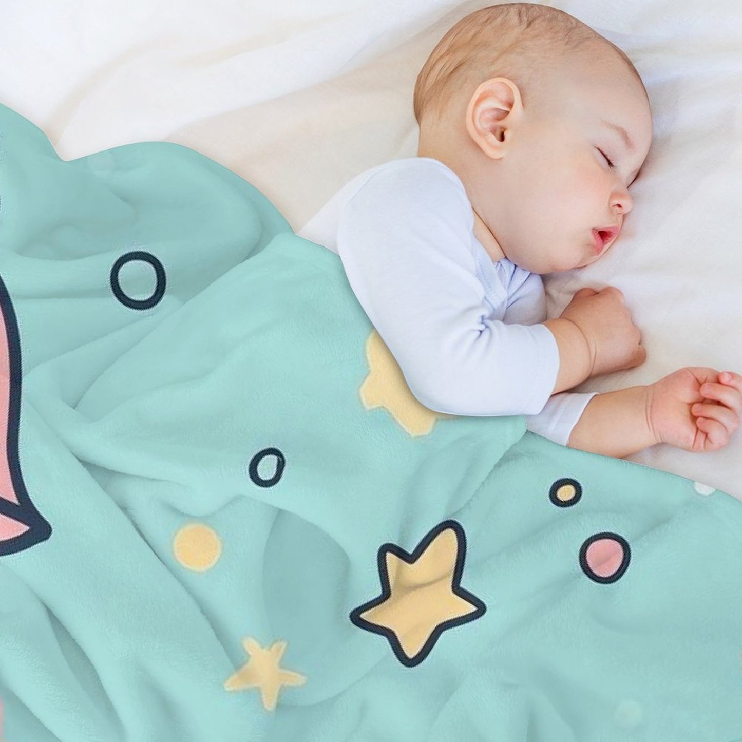 Anti-Pilling Flannel Blanket Cartoon Bells and Stars Design