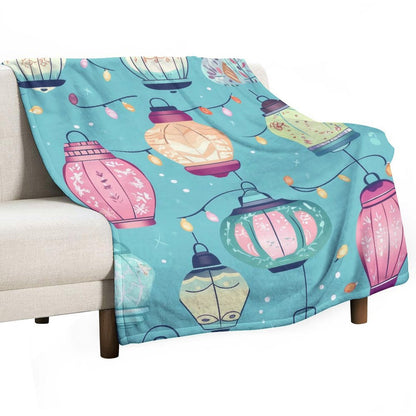 Soft Anti-Pilling Flannel Blanket with Cute Bell and Star Print