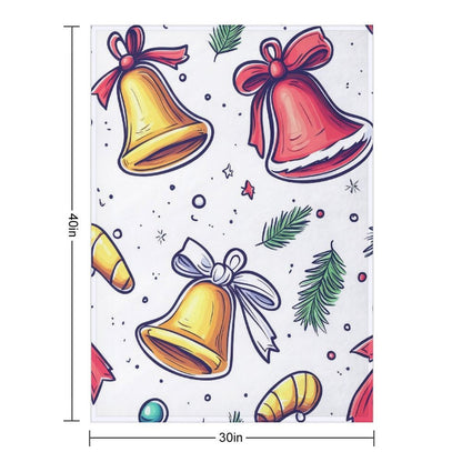 Soft Flannel Blanket with Anti-Pilling Christmas Bell Print, Cozy Throw for Home