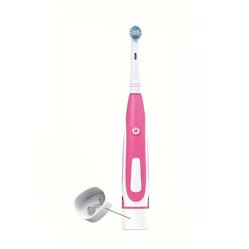 Adult Whitening Electric Toothbrush Round Rotating Head Soft Nylon Bristles Replacement Head Included Dry Battery Powered Unisex Dental Care Toothbrush