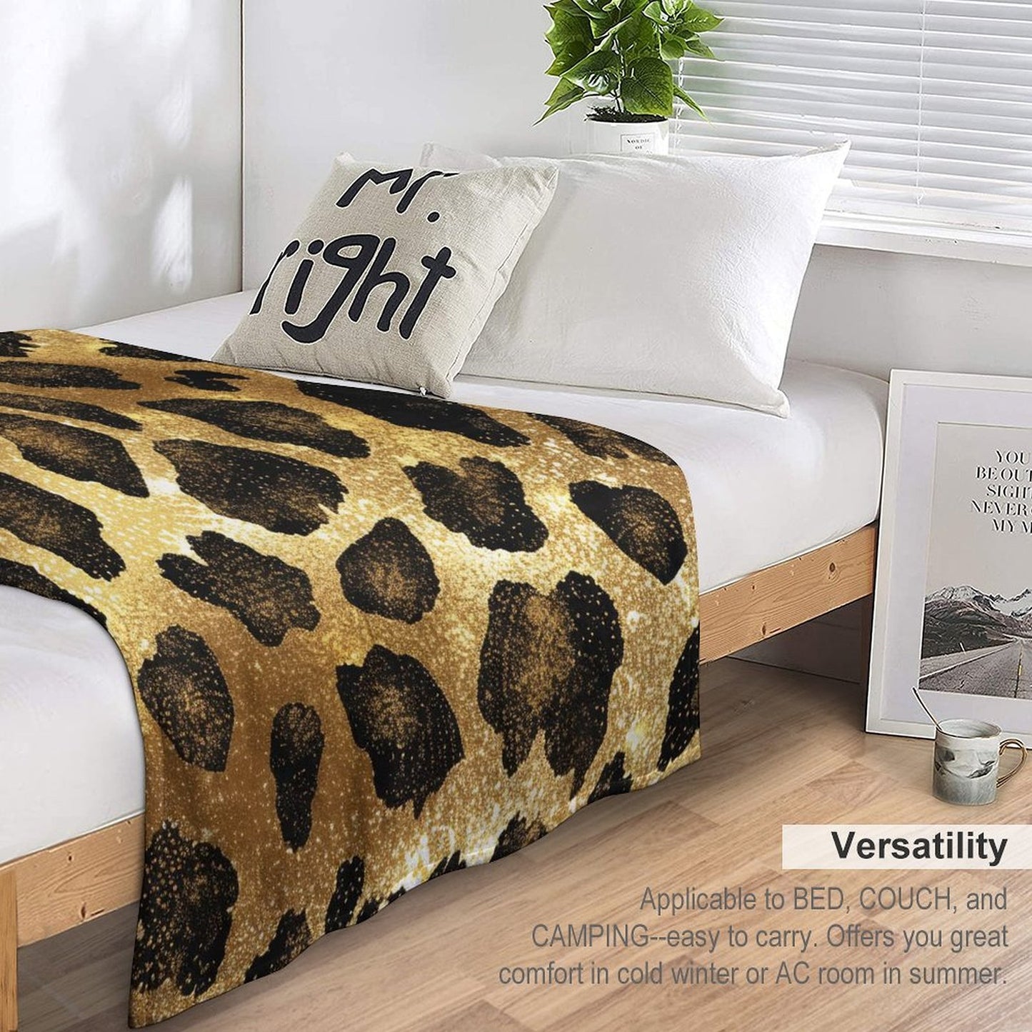 Soft Anti-Pilling Flannel Blanket with Leopard Print Design
