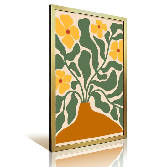 Abstract yellow flower canvas art mural 5