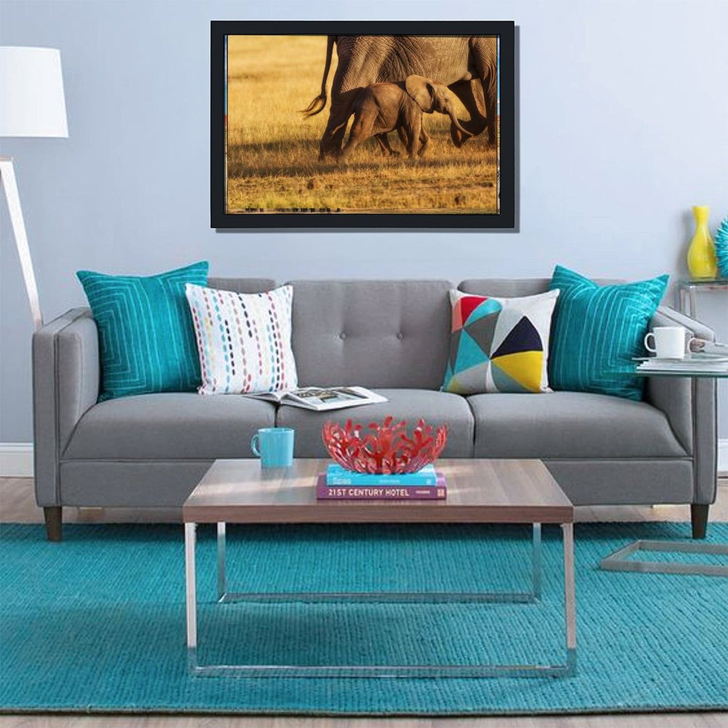 Elephant Family Canvas Wall Art – Modern Framed Home Décor 025