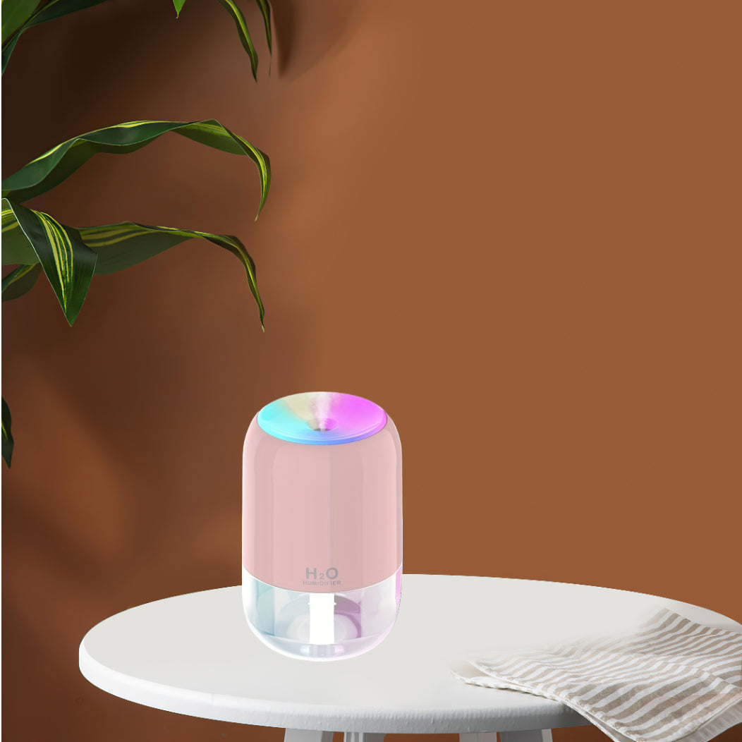 Car Humidifier with Colorful Running Light Night Light Air Humidifier for Bedroom Desk