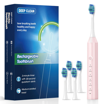 USB Rechargeable Electric Toothbrush for Adults 6 Cleaning Modes Auto Timer Oral Care Gift Teeth Whitening Gum Care Deep Cleaning Massage