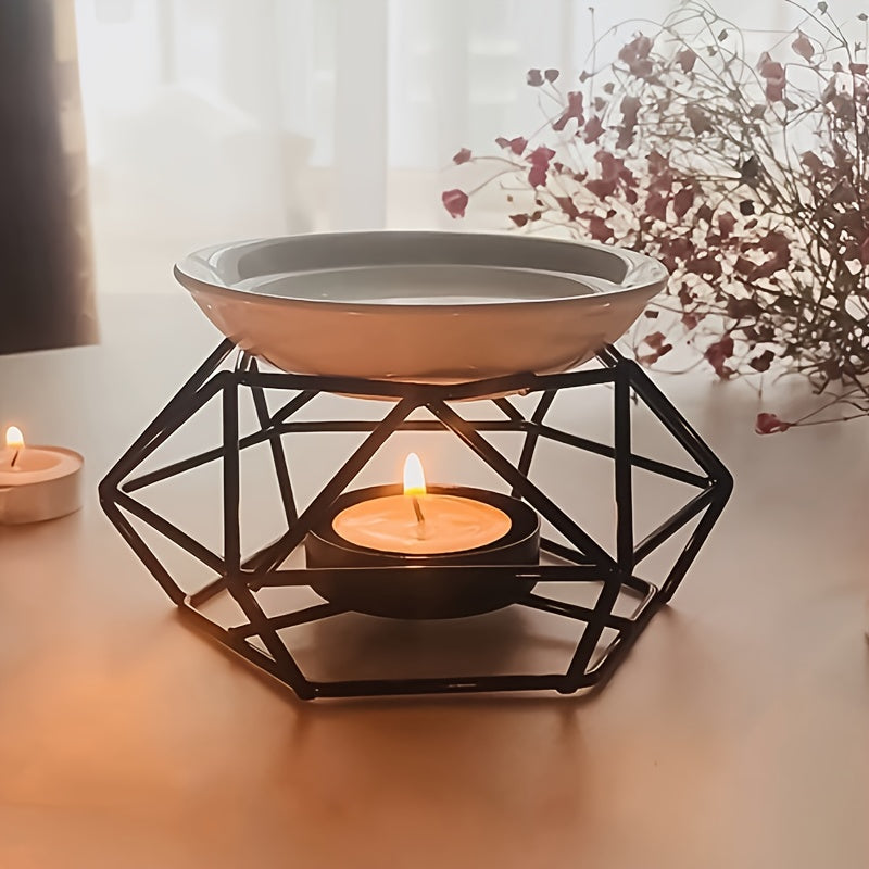 Hollow Geometric Shape Iron Candlestick 1pc Best-selling Cross-border Home Decoration for Christmas