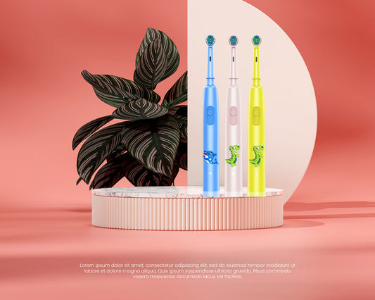 Rechargeable Smart Electric Toothbrush 3 Cleaning Modes Deep Clean Whitening Sensitive Smart Timer Parental Lock Childrens Dental Care Brush with Fun Characters