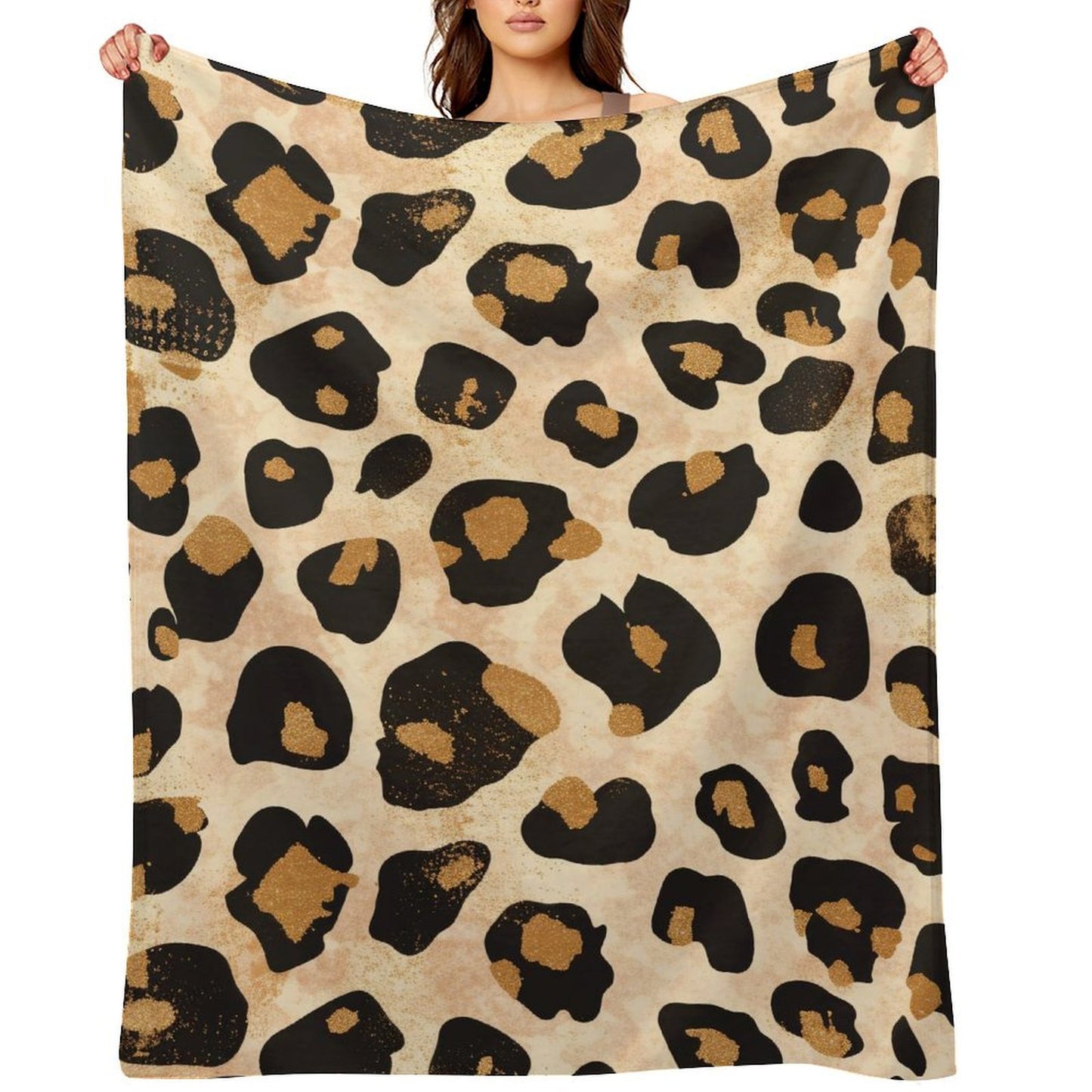 Anti-Pilling Flannel Blanket Beige Leopard Print