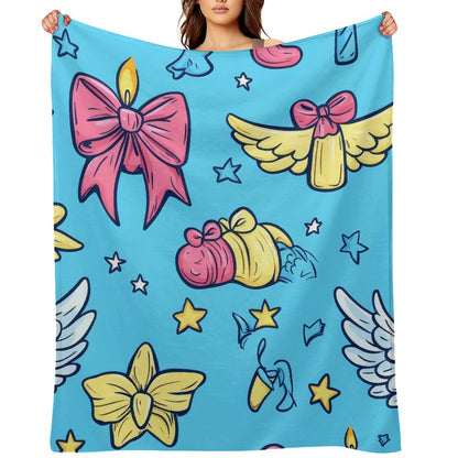 Blue Angel Wings Anti-Pilling Flannel Blanket – Soft Cozy Decorative Throw