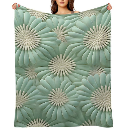 Soft Anti-Pilling Flannel Blanket with 3D Floral Pattern Design