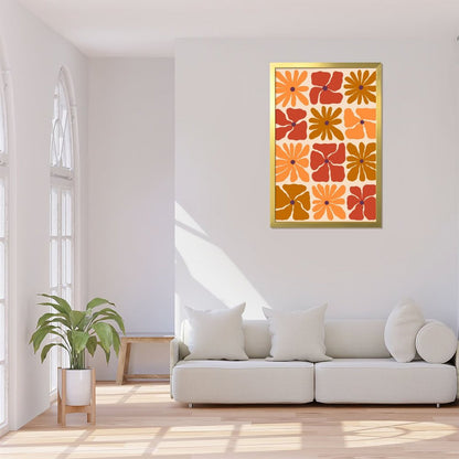 Abstract orange blossom oil painting framed art mural 7