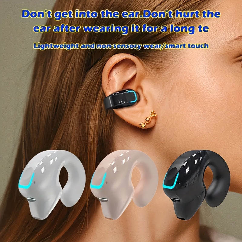 Wireless Bone Conduction Open Ear Clip Earbuds for Sports Running Cycling with Noise Cancelling Openear Design High Quality Sound Secure Fit
