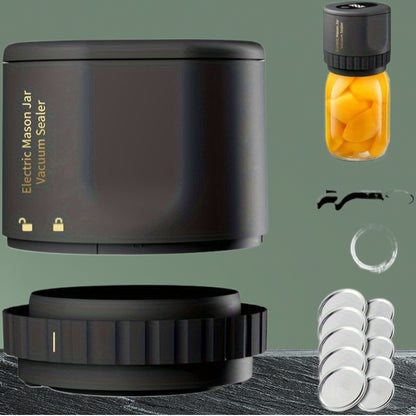 Mason Jar Vacuum Sealer Electric for Wide and Regular Mouth Includes 5 Wide 5 Regular Lids Black