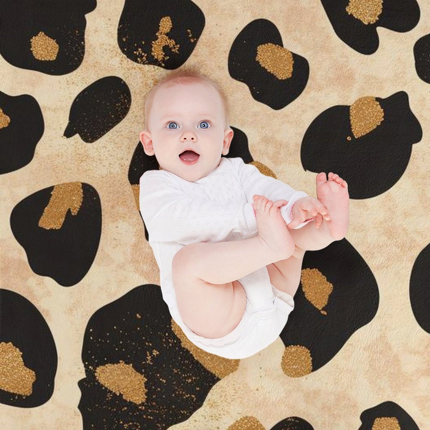 Anti-Pilling Flannel Blanket Beige Leopard Print