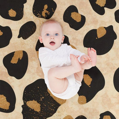 Anti-Pilling Flannel Blanket Beige Leopard Print
