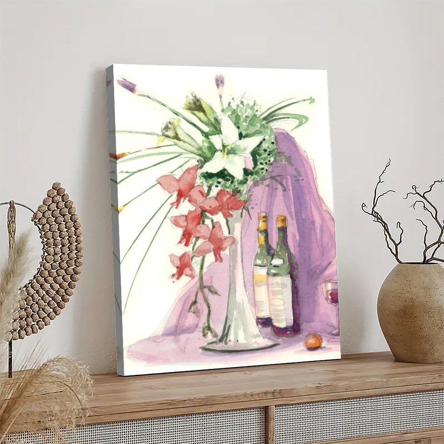 Elegant Floral Canvas Wall Art with Wooden Frame 23