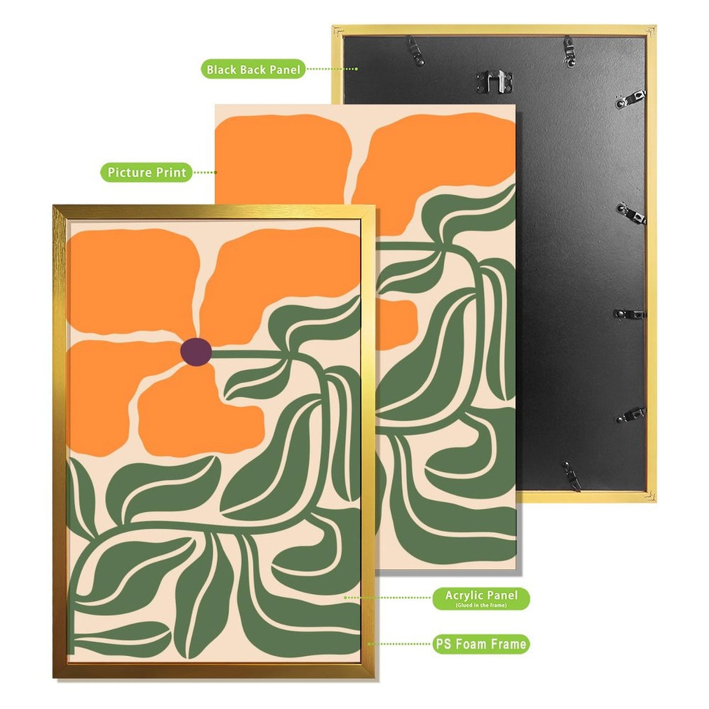 Abstract Orange Flower Art Print – Modern Botanical Decor-1