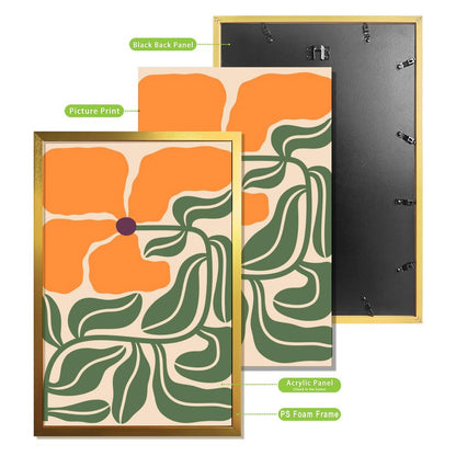 Abstract Orange Flower Art Print – Modern Botanical Decor-1