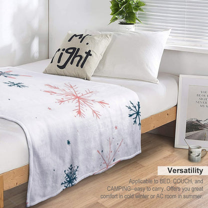 Snowflake Pattern Anti-Pilling Flannel Blanket – Soft Warm Winter Throw