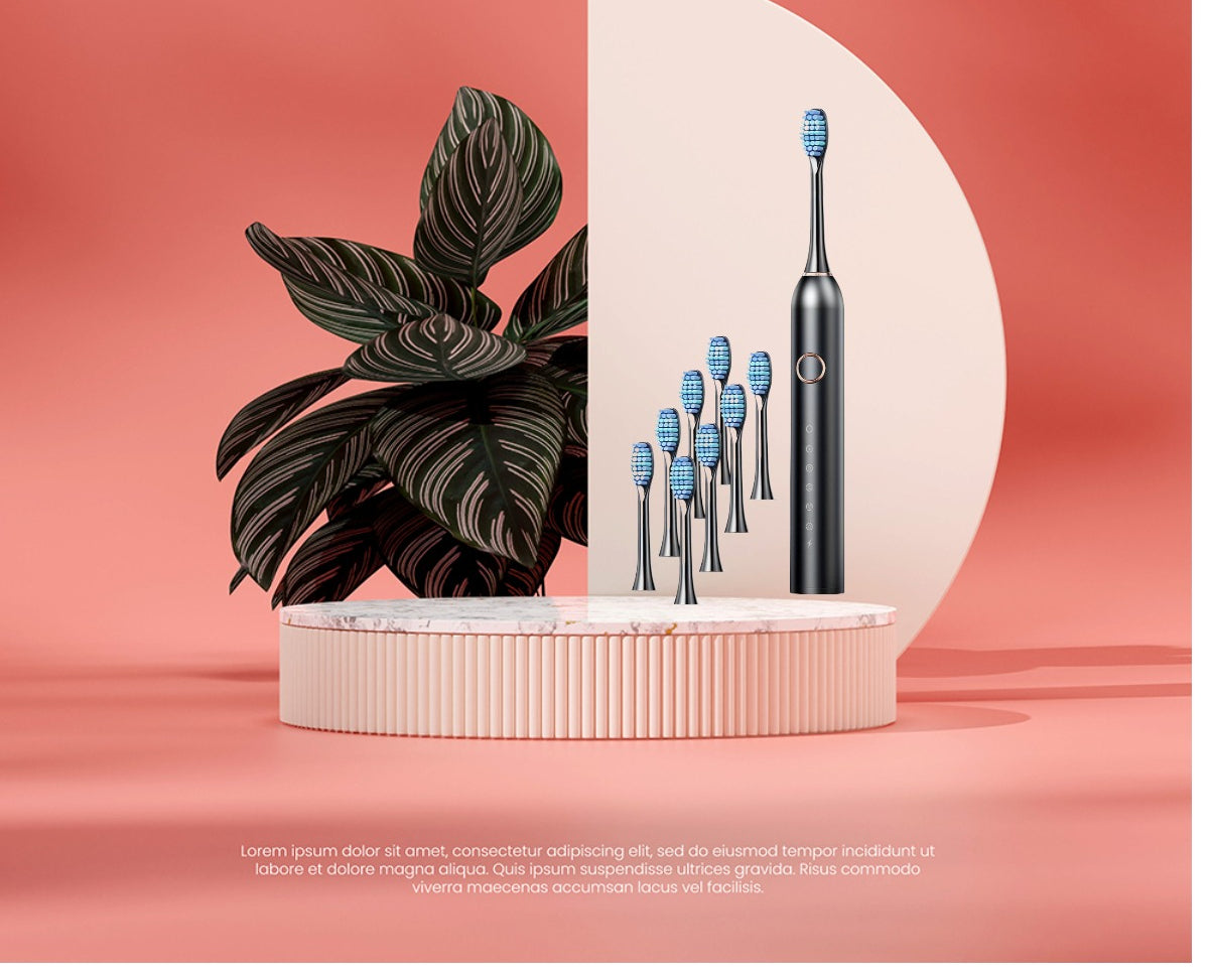 Unisex Smart Electric Toothbrush for Adults 6 Vibration Frequencies USB Rechargeable Deep Cleaning Soft Bristles
