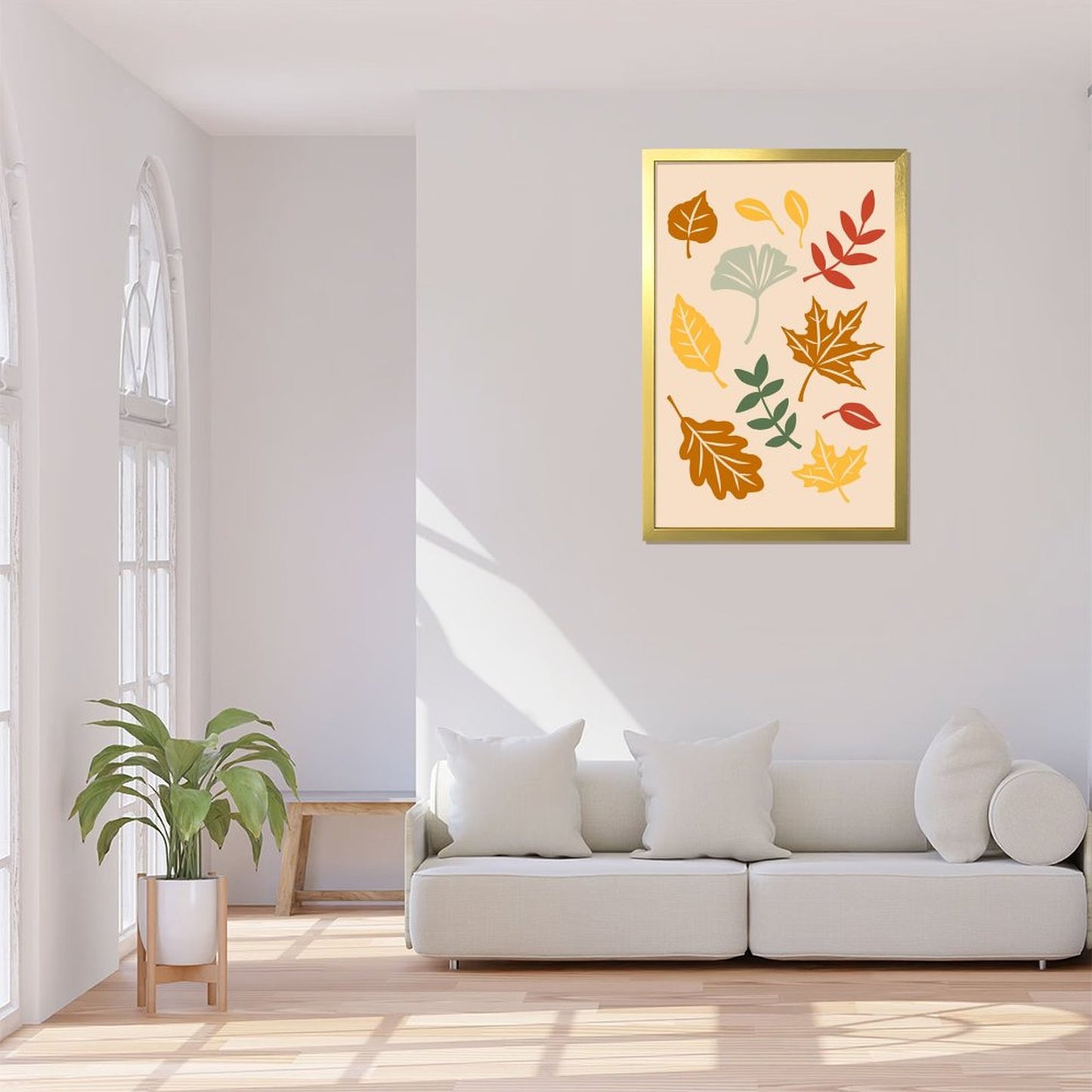 Autumn Leaves Art Print, Minimalist Fall Foliage Wall Decor-16