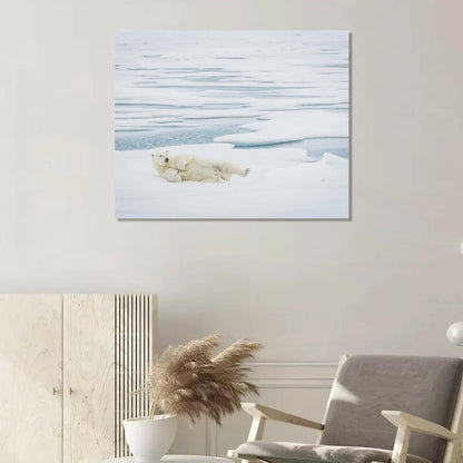 Polar Bear on Ice Canvas Wall Art – Arctic Wildlife Home Decor-012