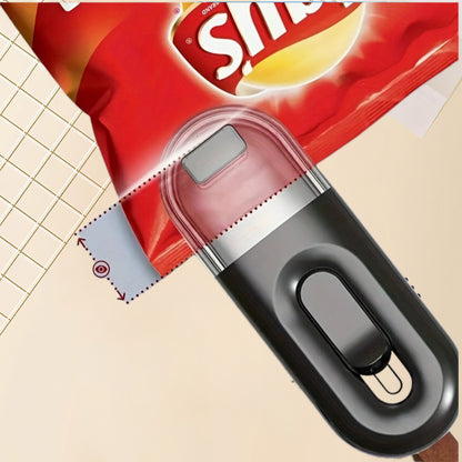 Black Mini Bag Sealer 2in1 Heat Sealing and Cutting Machine Portable Vacuum Welder for Food Storage Plastic Bags