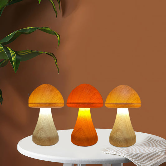 USB Rechargeable 3-Color LED Mushroom Night Light Touch Control Dimmable Bedside Lamp Portable Wireless Desk Light Home Decor Christmas Gift