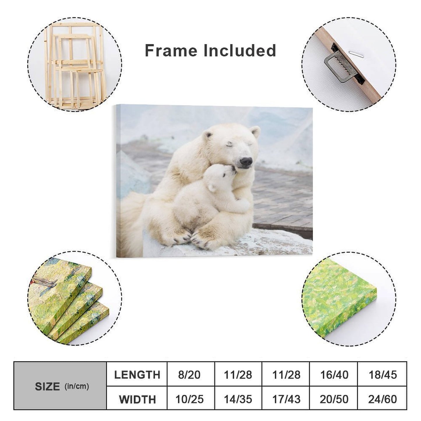 Polar Bear Mother and Cub Canvas Wall Art – Arctic Love Home Decor-011