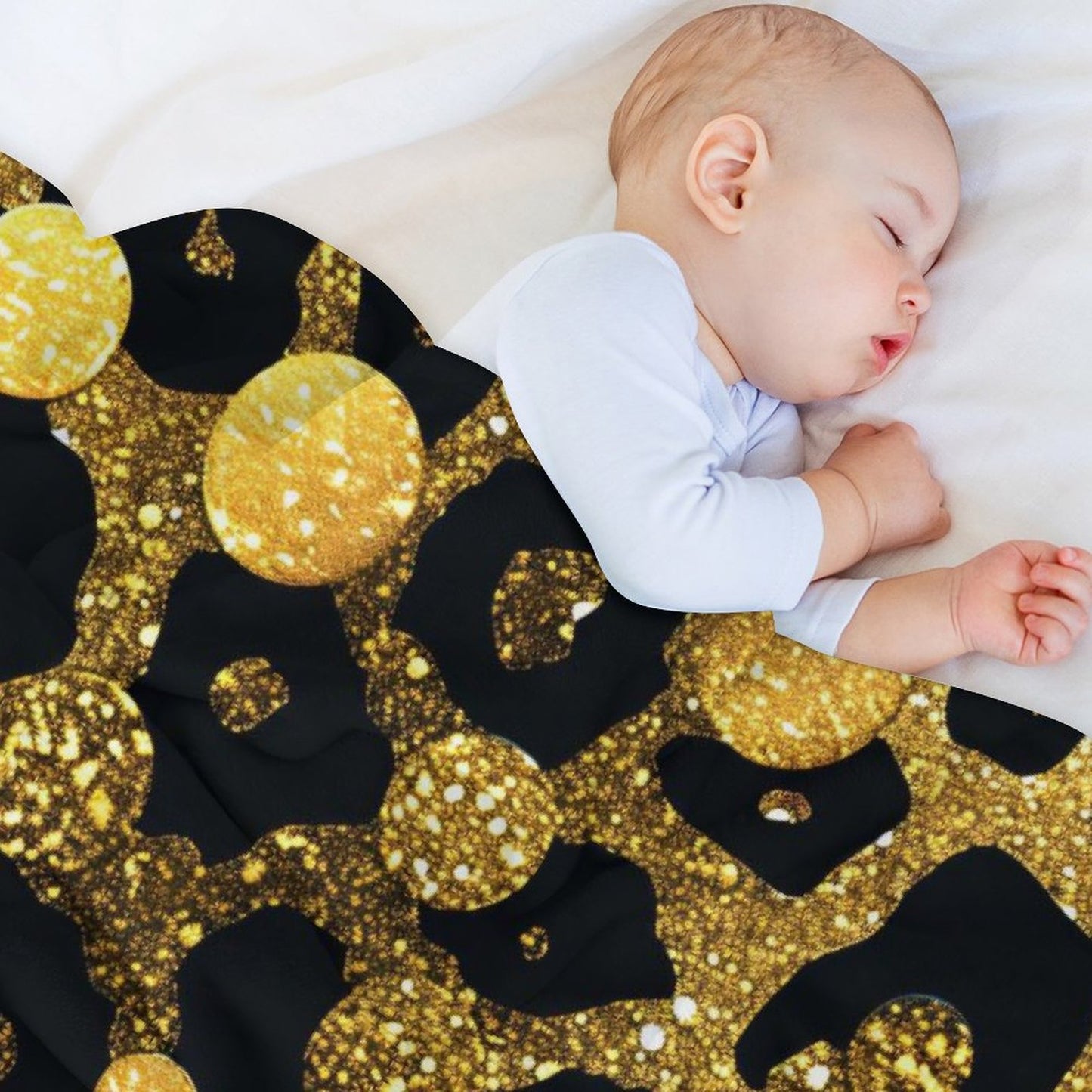 Modern Black and Gold Flannel Throw Home Decor