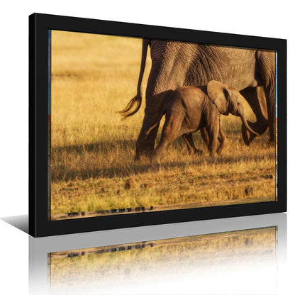 Elephant Family Canvas Wall Art – Modern Framed Home Décor 025