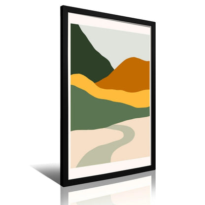 Geometric Mountain View Canvas Art with Frame-22