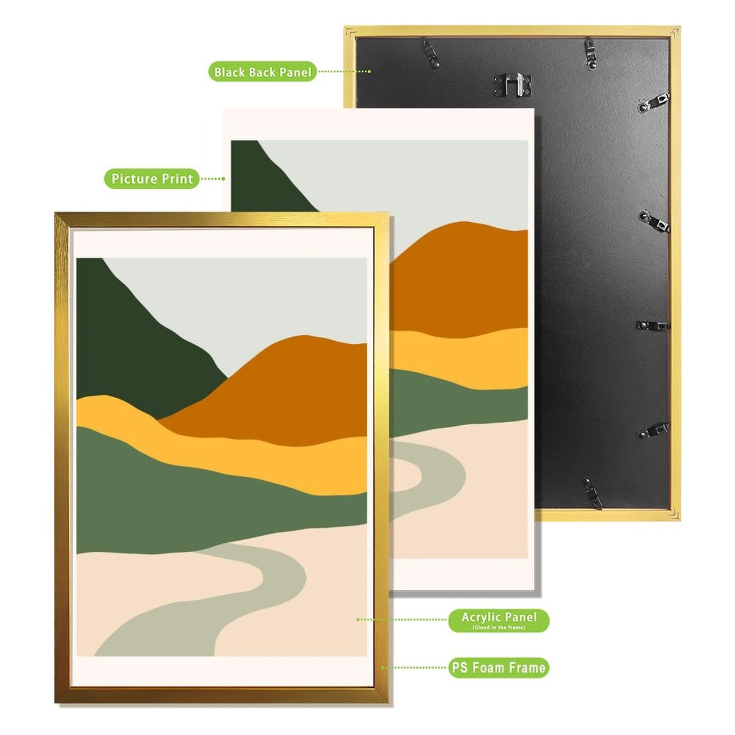 Geometric Mountain View Canvas Art with Frame-22