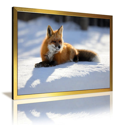 Luxury Gold Frame Fox Wall Decor Winter Forest Scene-36