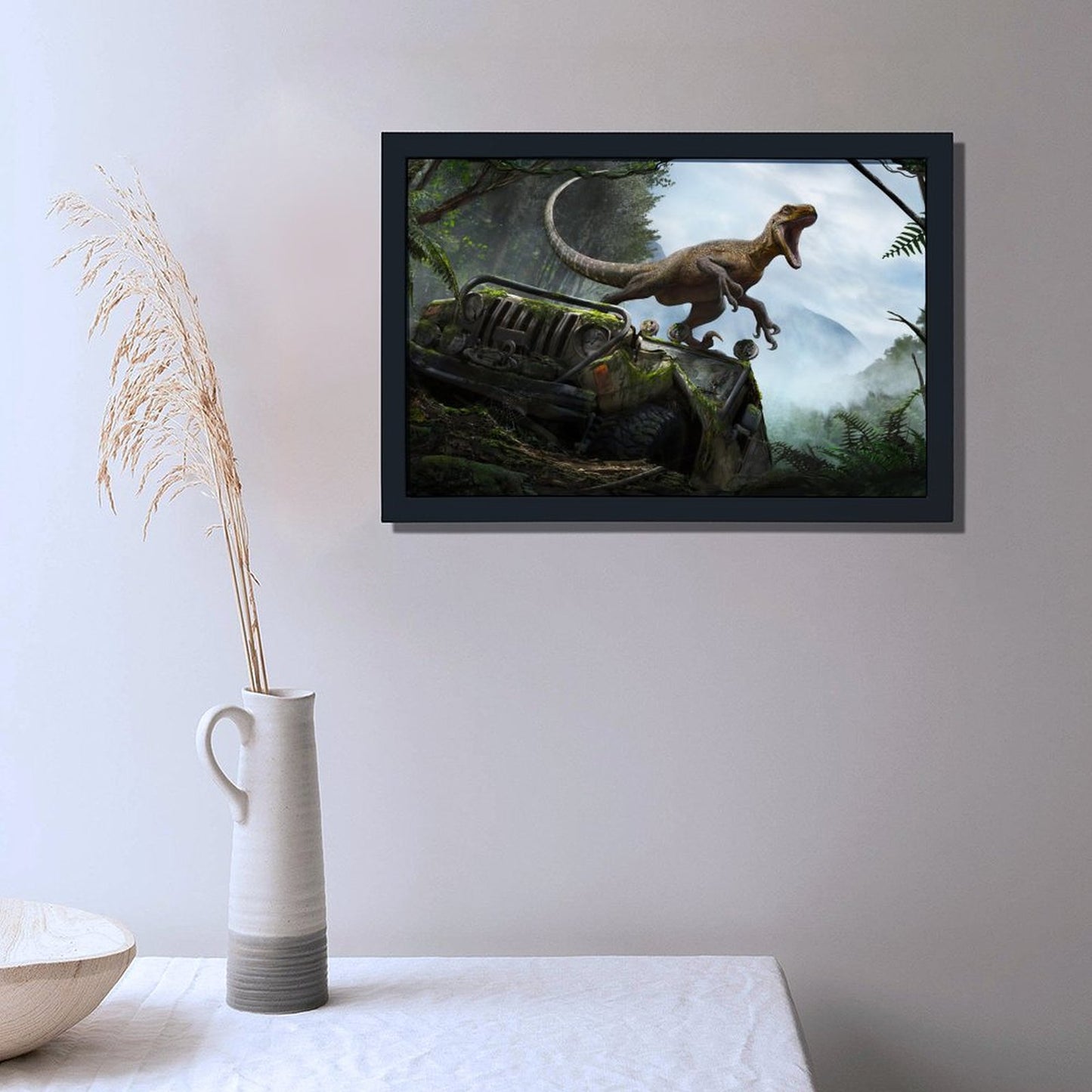 Realistic T-Rex Wall Art Framed Canvas Painting-04