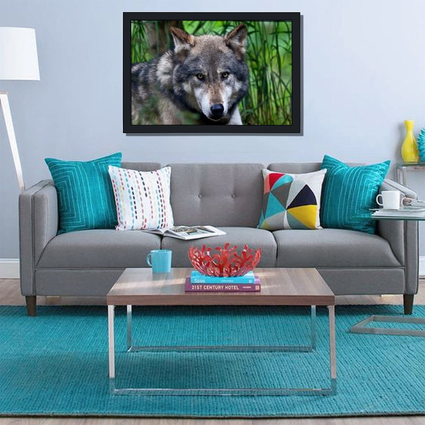 Wolf Pair Canvas Painting Forest Animal Wall Picture-35