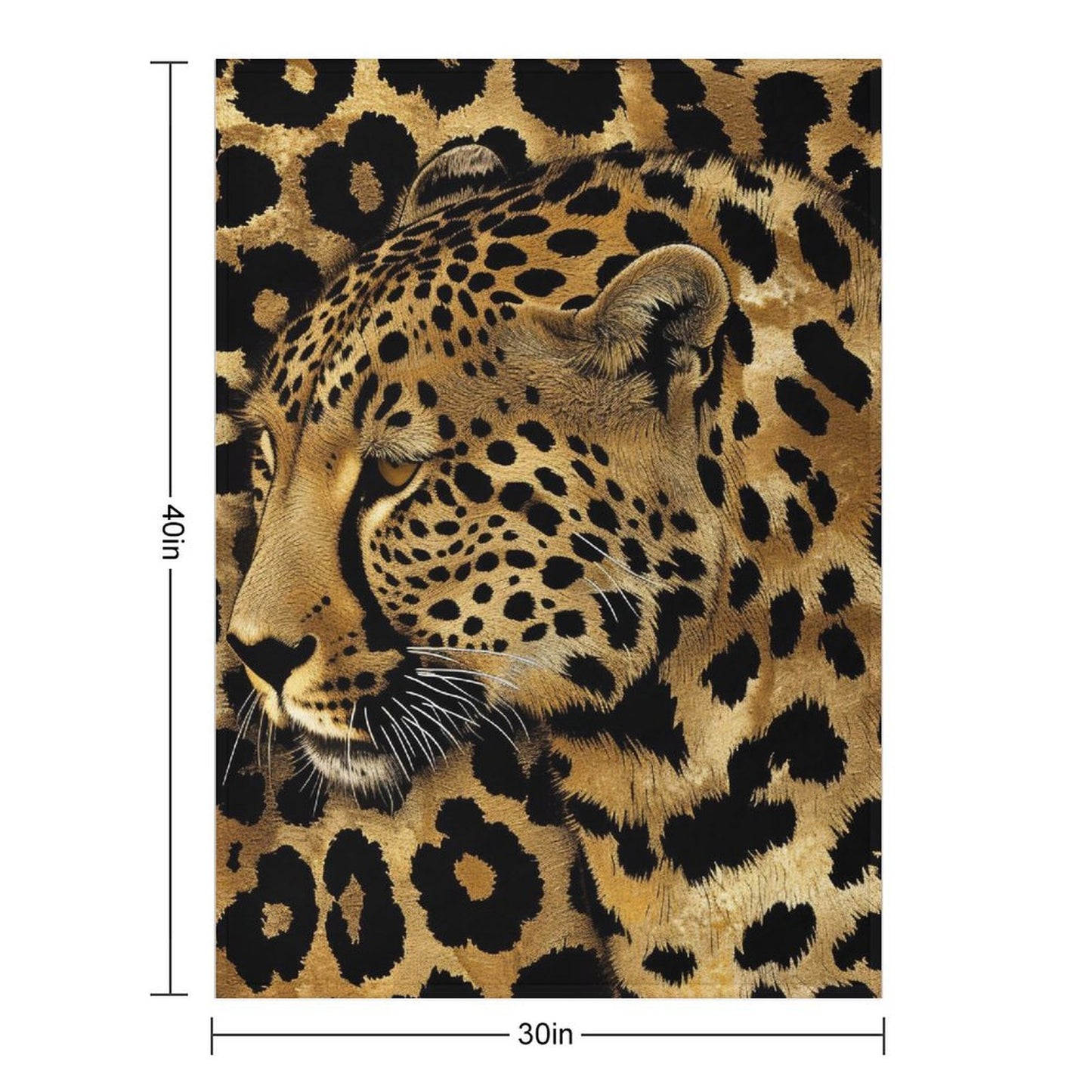 Bold Gold Leopard Face Flannel Throw Blanket