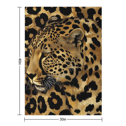 Bold Gold Leopard Face Flannel Throw Blanket