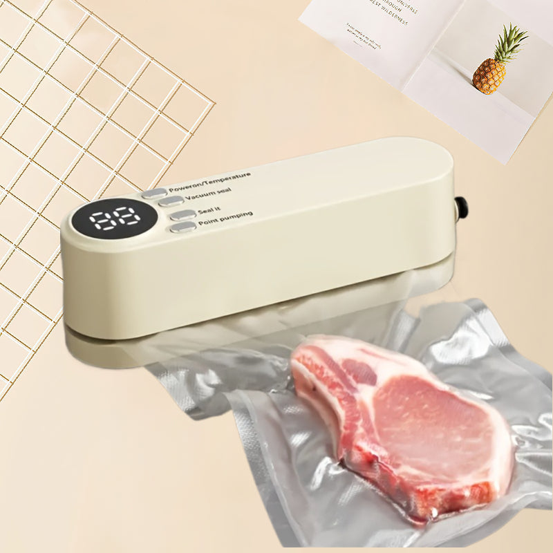 Automatic Food Sealer Portable USB Rechargeable Vacuum Sealer with External Suction and Inflation Functions for Kitchen and Outdoor Use