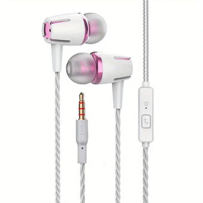 Bass Wired Headphones with Microphone Noise Reduction Stereo Sound In Ear Mixed Color Compatible with 3.5mm Devices