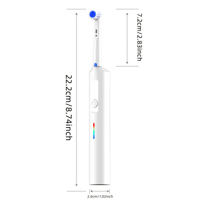 Electric Toothbrush for Men Women 3 Modes Rotating 4/8 Brush Heads Type-C Charging Deep Cleaning Soft Bristles IPX7 Waterproof Tongue Scraper