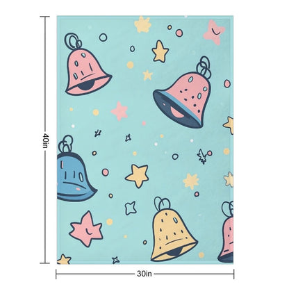 Anti-Pilling Flannel Blanket Cartoon Bells and Stars Design
