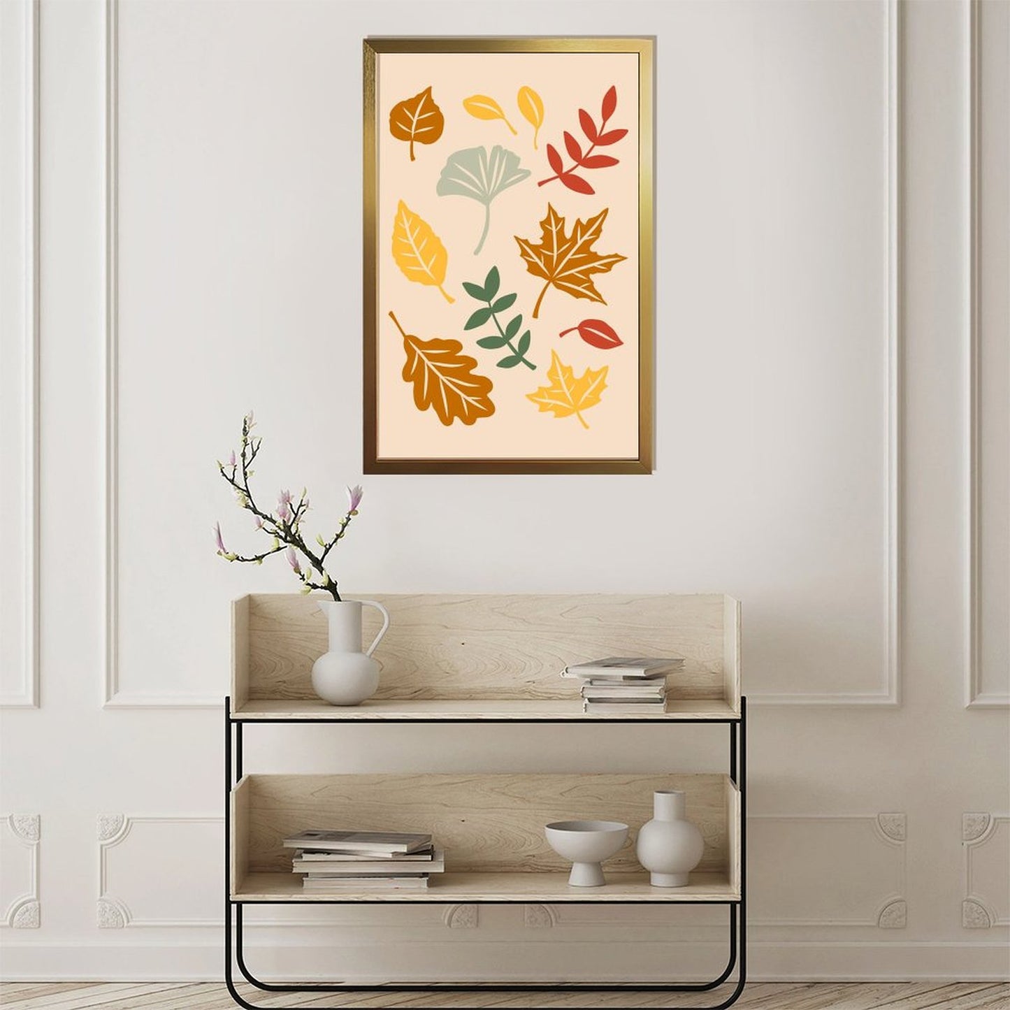 Autumn Leaves Art Print, Minimalist Fall Foliage Wall Decor-16