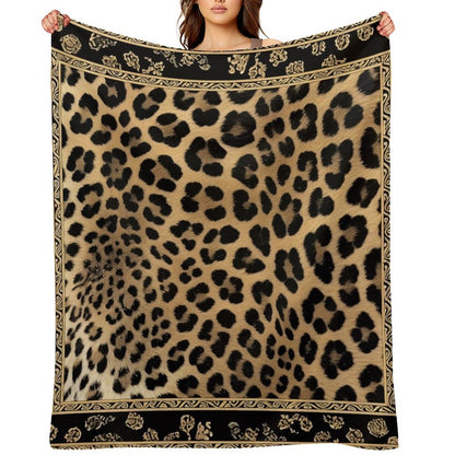 Cozy Anti-Pilling Flannel Throw Gold Leopard