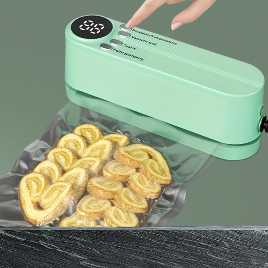 Automatic Vacuum Food Sealer Preserves Freshness One-Touch Operation Space Saving Ideal for Snacks Meat Fruits Vegetables