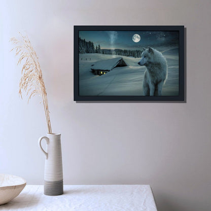 Wolf Couple Wall Art Nature Wildlife Canvas Decoration-54