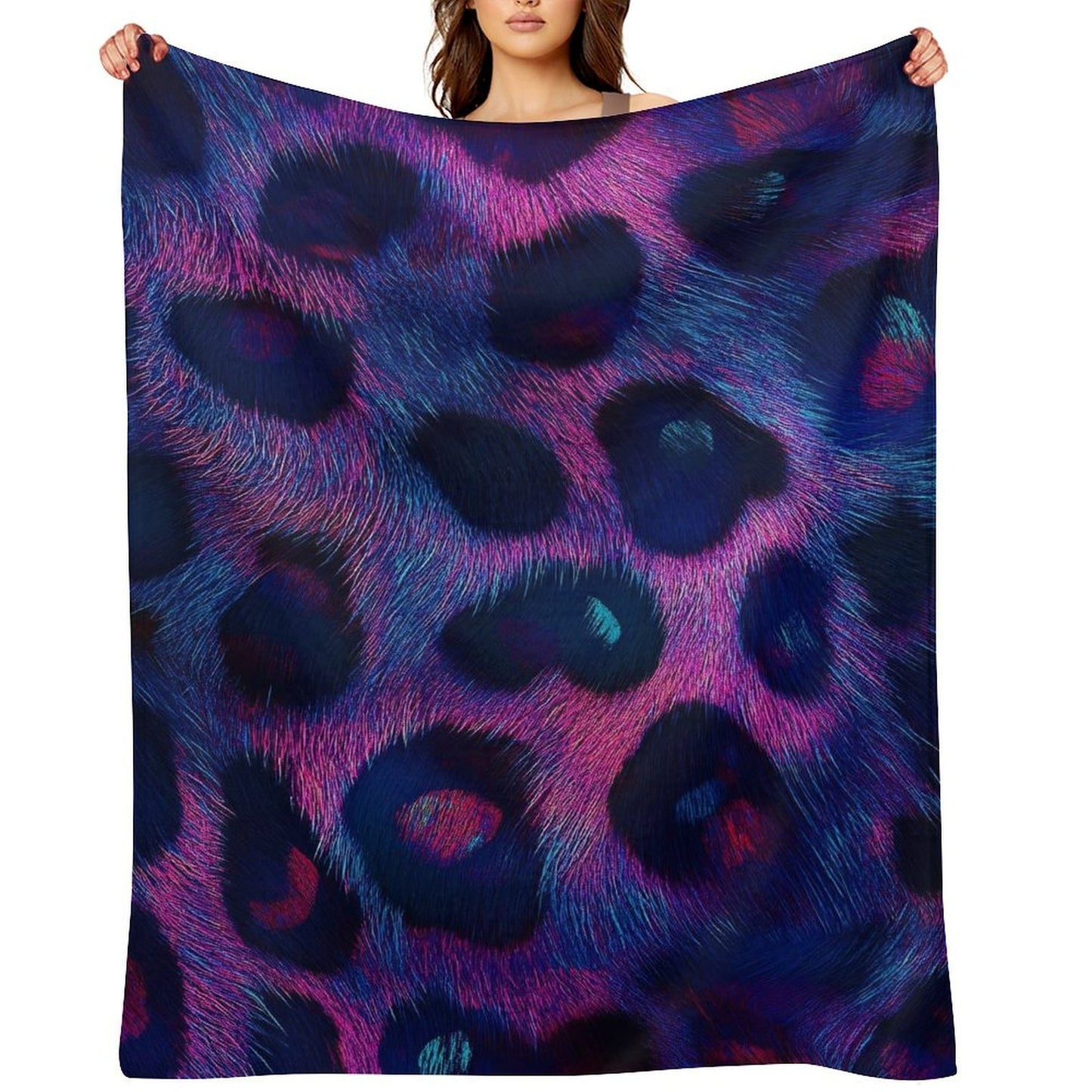 Anti-Pilling Flannel Blanket Blue Purple Leopard