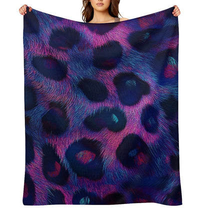 Anti-Pilling Flannel Blanket Blue Purple Leopard