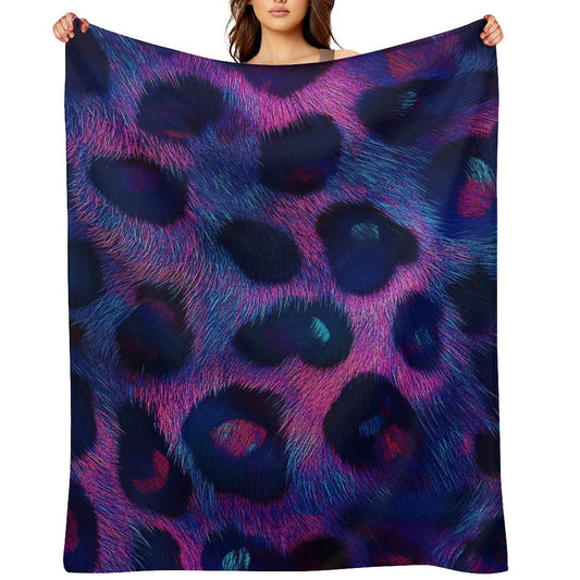 Anti-Pilling Flannel Blanket Blue Purple Leopard