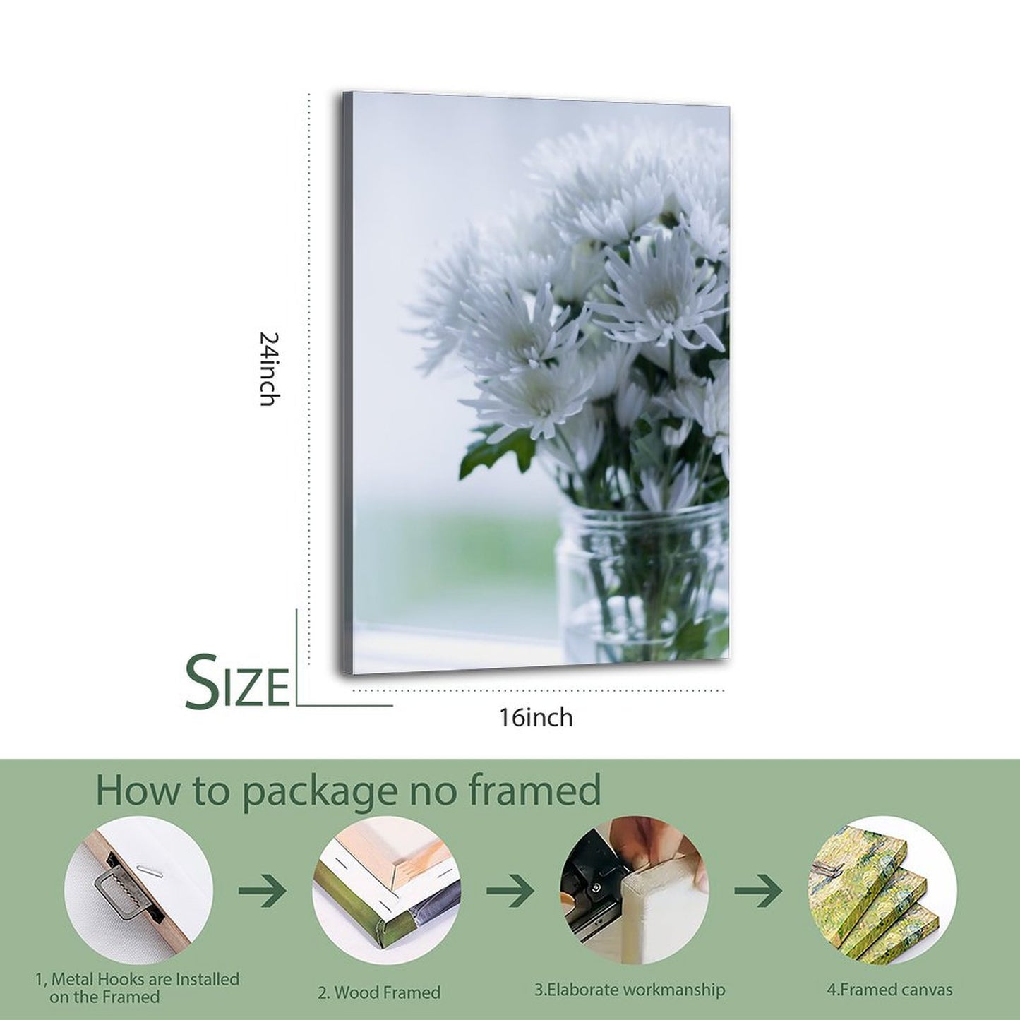 White Chrysanthemum Wall Art Canvas Painting Decor 21